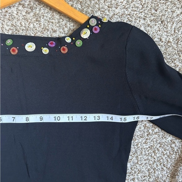 🦋 J.A.C. Vintage 90s Black Button Detail 3/4 Sleeve Blouse Medium - Picture 5 of 6